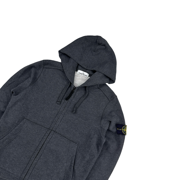 Stone Island 2018 Charcoal Zipped Cotton Hoodie - Small