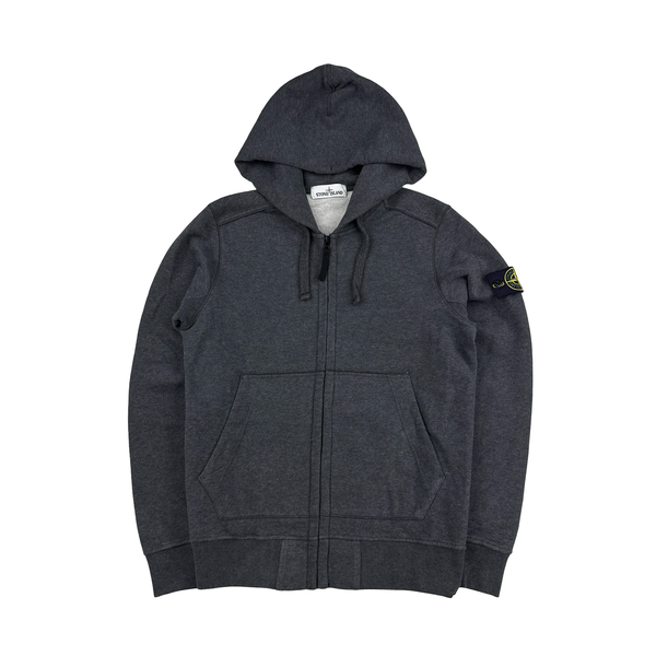Stone Island 2018 Charcoal Zipped Cotton Hoodie - Small