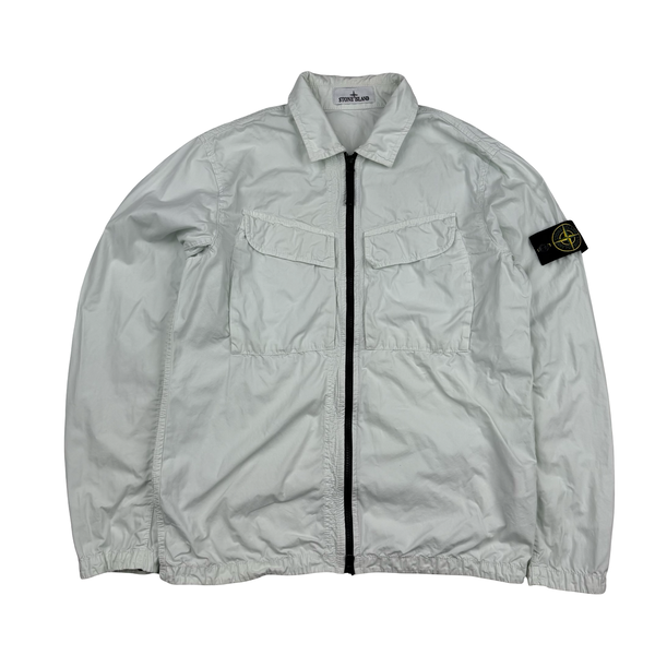 Stone Island 2022 Ice Blue Cotton Zipped Overshirt - Medium