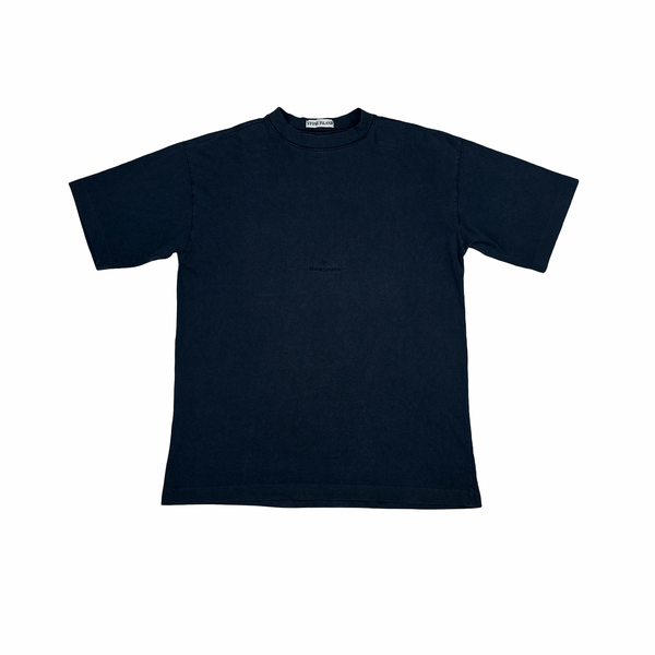 Stone Island 1990 Navy Cotton Spellout Vintage T Shirt - Large