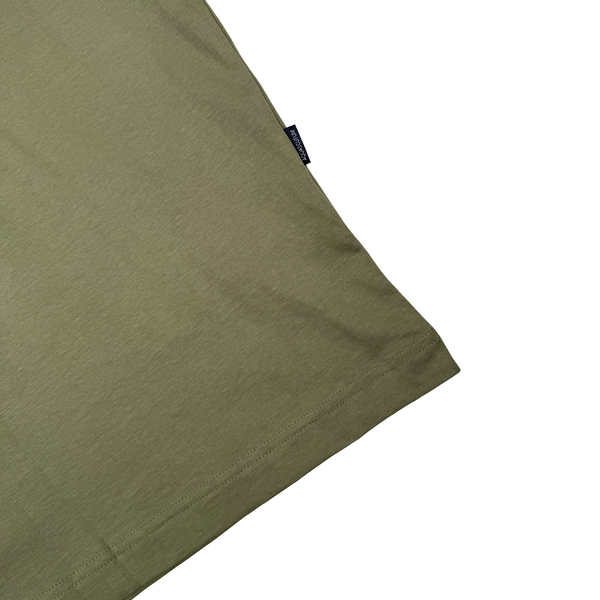 Aquascutum Khaki Green Cotton Spellout T Shirt - Large