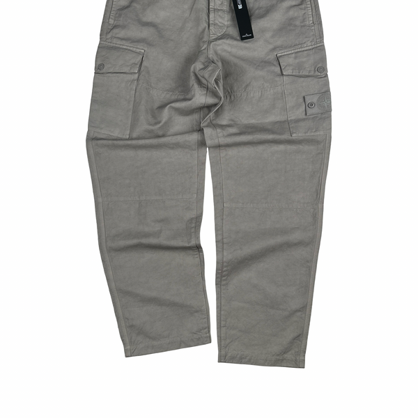 Stone Island 2026 Grey All Weather Cotton Canvas Ghost Cargos Trousers - 32"