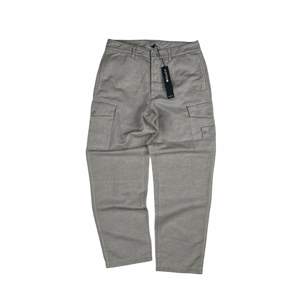 Stone Island 2026 Grey All Weather Cotton Canvas Ghost Cargos Trousers - 32"