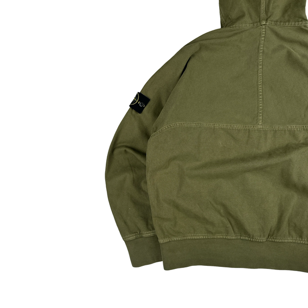 Stone Island 2026 Green Cotton Zipped Hooded Jacket - Large