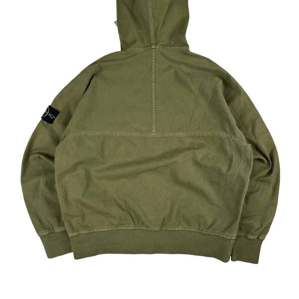 Stone Island 2026 Green Cotton Zipped Hooded Jacket - Large