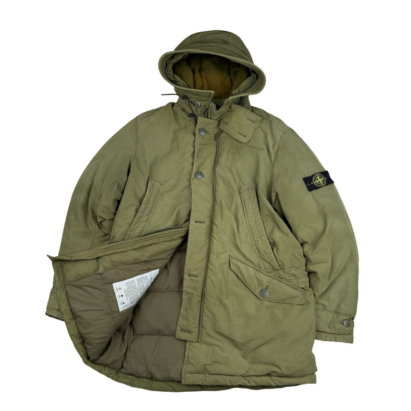 Stone Island 2014 Green Micro Reps Down Filled Fur Trim Parka - XXL