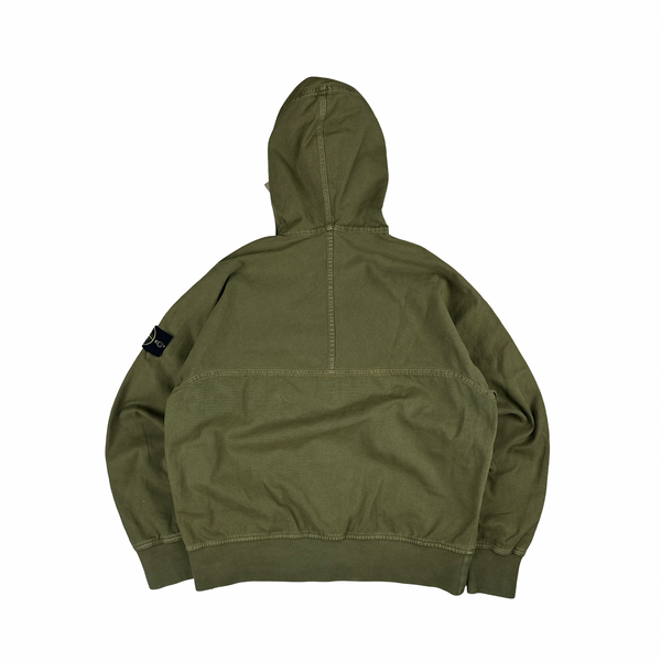 Stone Island 2026 Green Cotton Zipped Hooded Jacket - Large