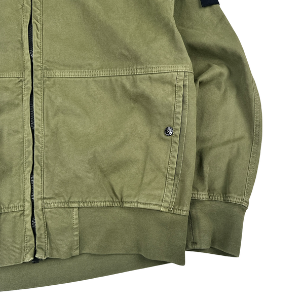 Stone Island 2026 Green Cotton Zipped Hooded Jacket - Large