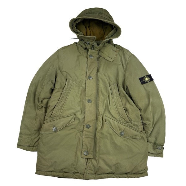 Stone Island 2014 Green Micro Reps Down Filled Fur Trim Parka - XXL