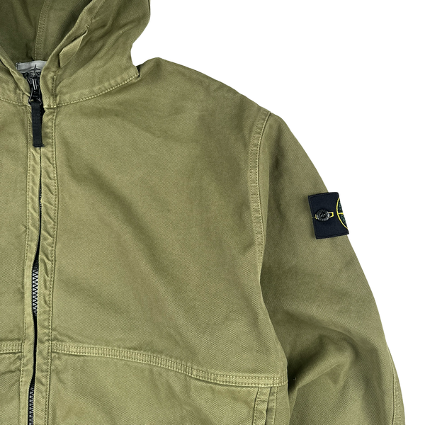Stone Island 2026 Green Cotton Zipped Hooded Jacket - Large