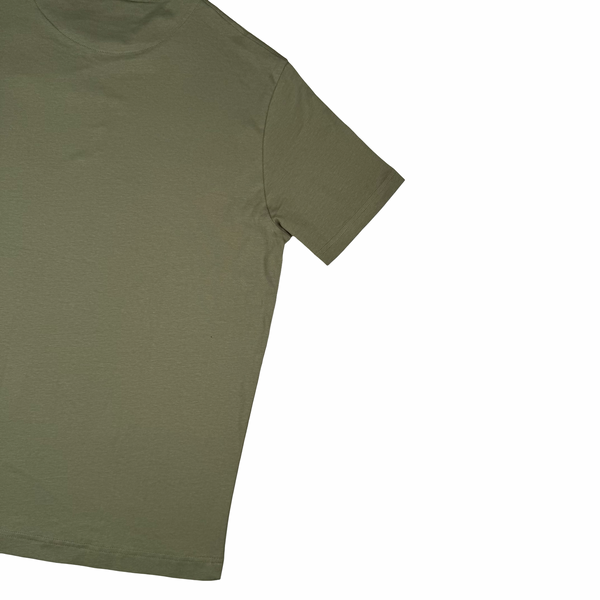 Aquascutum Khaki Green Cotton Spellout T Shirt - Large