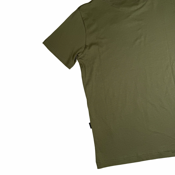 Aquascutum Khaki Green Cotton Spellout T Shirt - Large