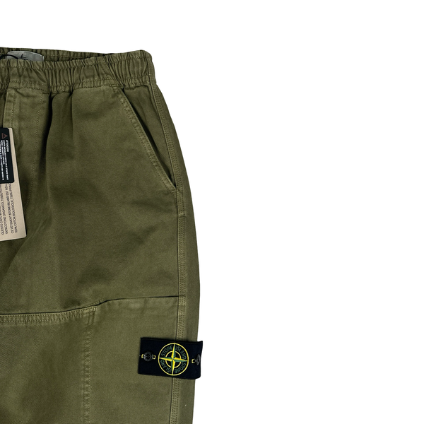 Stone Island 2026 Green Cotton Cargos Trousers - 32"