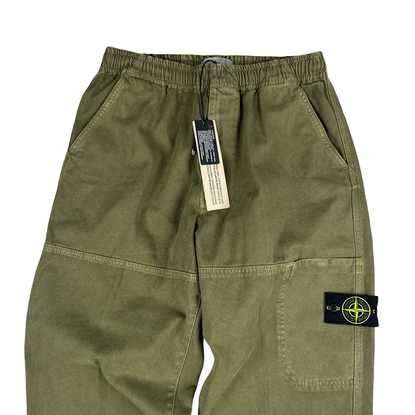 Stone Island 2026 Green Cotton Cargos Trousers - 32"