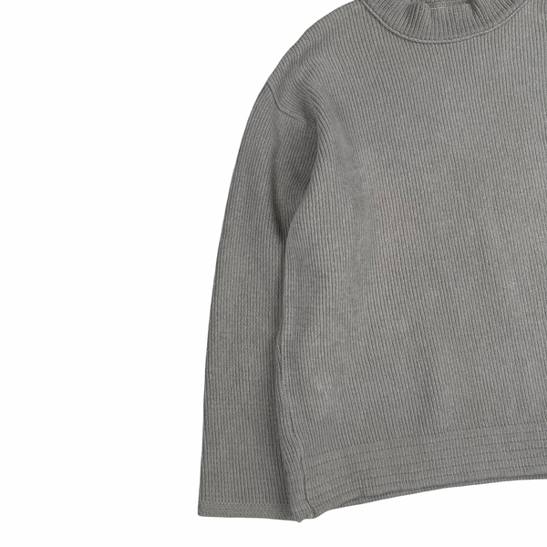 Stone Island 1999 Vintage Grey Cotton Knit Mock Neck Jumper - XL
