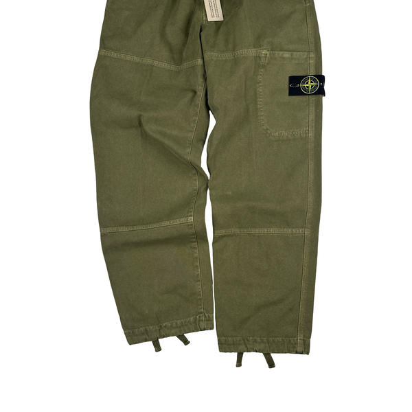 Stone Island 2026 Green Cotton Cargos Trousers - 32"