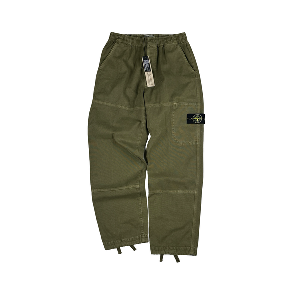 Stone Island 2026 Green Cotton Cargos Trousers - 32"