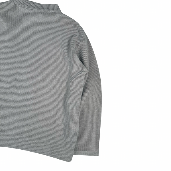 Stone Island 1999 Vintage Grey Cotton Knit Mock Neck Jumper - XL