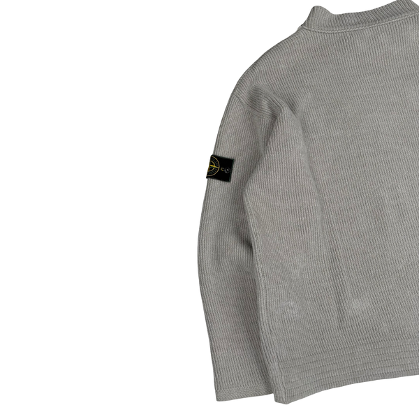 Stone Island 1999 Vintage Grey Cotton Knit Mock Neck Jumper - XL