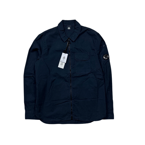 CP Company Navy Gabardine Zipped Overshirt - XL