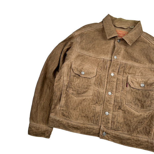 Levis X Stussy Brown Garment Dyed Denim Jacquard Jacket - Small