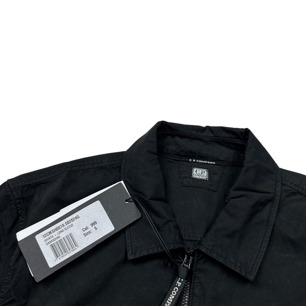 CP Company Black Gabardine Zipped Overshirt - Small