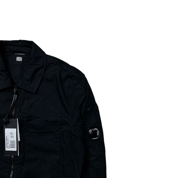 CP Company Black Gabardine Zipped Overshirt - Small