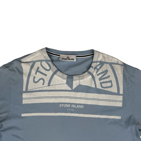 Stone Island 2022 Cotton Graphic Print Light Blue T Shirt - XL