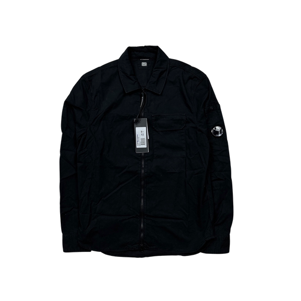 CP Company Black Gabardine Zipped Overshirt - Small
