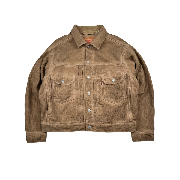 Levis X Stussy Brown Garment Dyed Denim Jacquard Jacket - Small