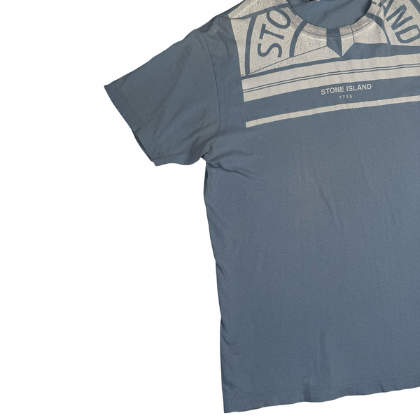 Stone Island 2022 Cotton Graphic Print Light Blue T Shirt - XL