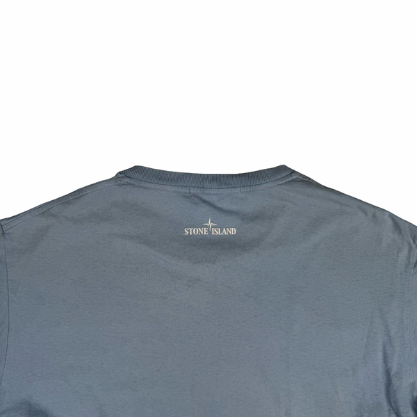 Stone Island 2022 Cotton Graphic Print Light Blue T Shirt - XL