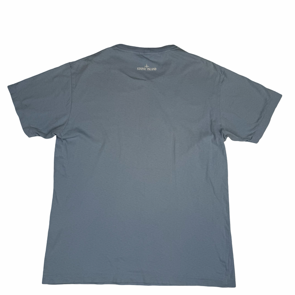 Stone Island 2022 Cotton Graphic Print Light Blue T Shirt - XL