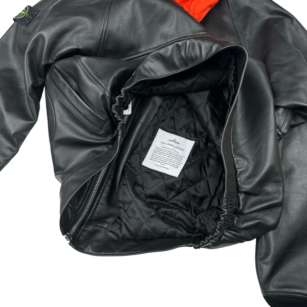 Stone Island x Supreme 2023 Full Grain Leather Helicopter Jacket - XL
