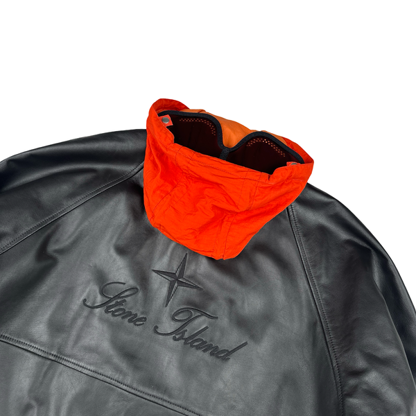 Stone Island x Supreme 2023 Full Grain Leather Helicopter Jacket - XL