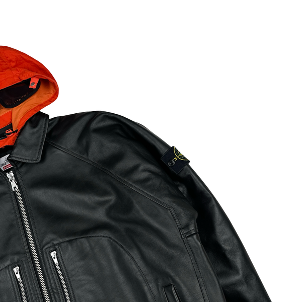 Stone Island x Supreme 2023 Full Grain Leather Helicopter Jacket - XL
