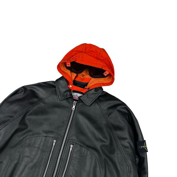 Stone Island x Supreme 2023 Full Grain Leather Helicopter Jacket - XL