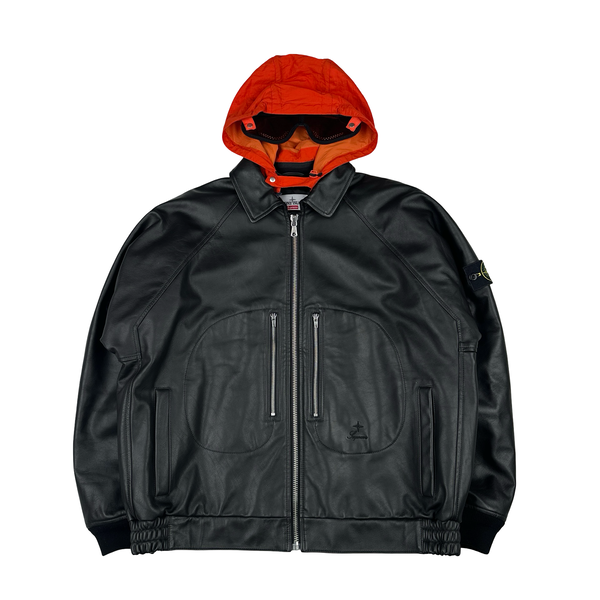 Stone Island x Supreme 2023 Full Grain Leather Helicopter Jacket - XL
