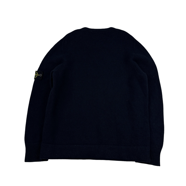 Stone Island 2000s Vintage Navy Wool Crewneck Pullover Jumper - Large