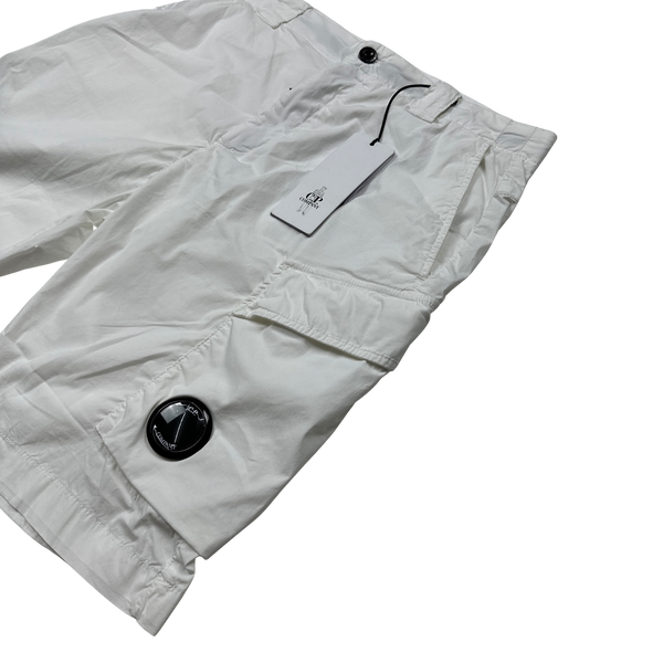 CP Company White 50 Fili Stretch Utility Shorts - Small
