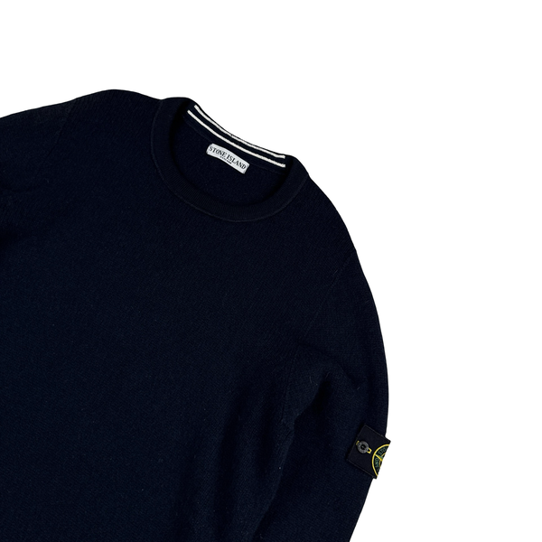 Stone Island 2000s Vintage Navy Wool Crewneck Pullover Jumper - Large