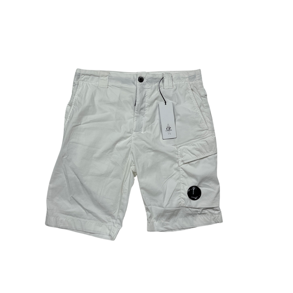 CP Company White 50 Fili Stretch Utility Shorts - Small