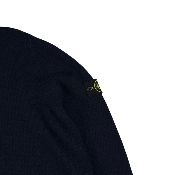 Stone Island 2000s Vintage Navy Wool Crewneck Pullover Jumper - Large