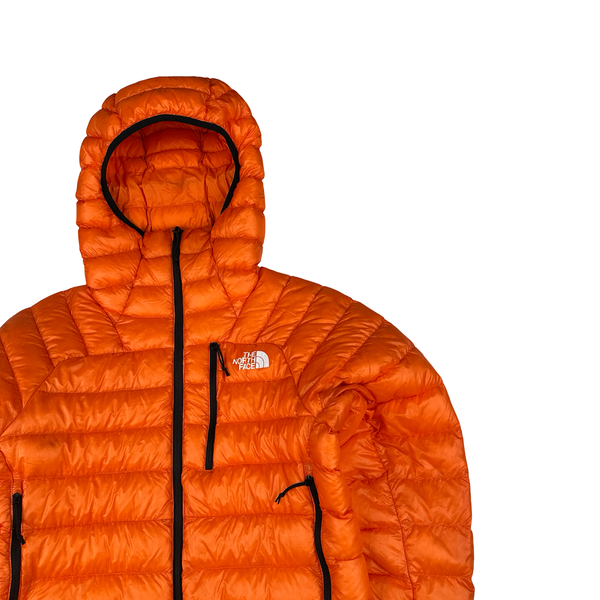 North Face Orange Summit Series 800 Down Hooded Puffer Jacket - Small