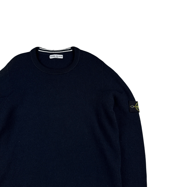 Stone Island 2000s Vintage Navy Wool Crewneck Pullover Jumper - Large