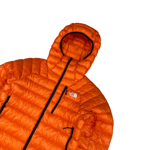 North Face Orange Summit Series 800 Down Hooded Puffer Jacket - Small