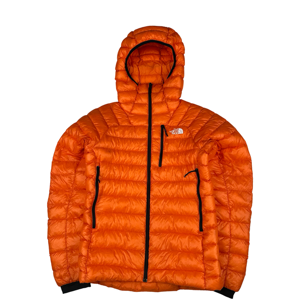 North Face Orange Summit Series 800 Down Hooded Puffer Jacket - Small