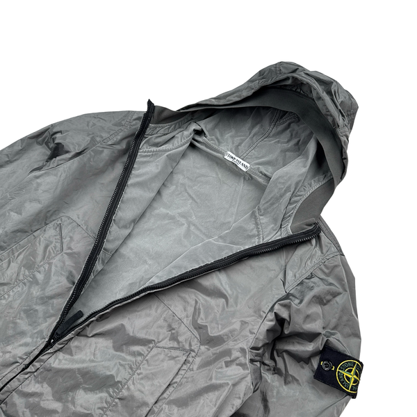 Stone Island 2009 Silver Nylon Metal Velvet Lined Jacket - XXL