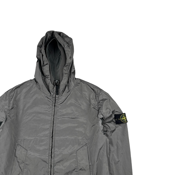 Stone Island 2009 Silver Nylon Metal Velvet Lined Jacket - XXL