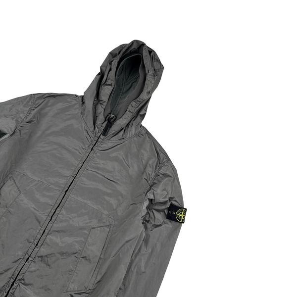 Stone Island 2009 Silver Nylon Metal Velvet Lined Jacket - XXL